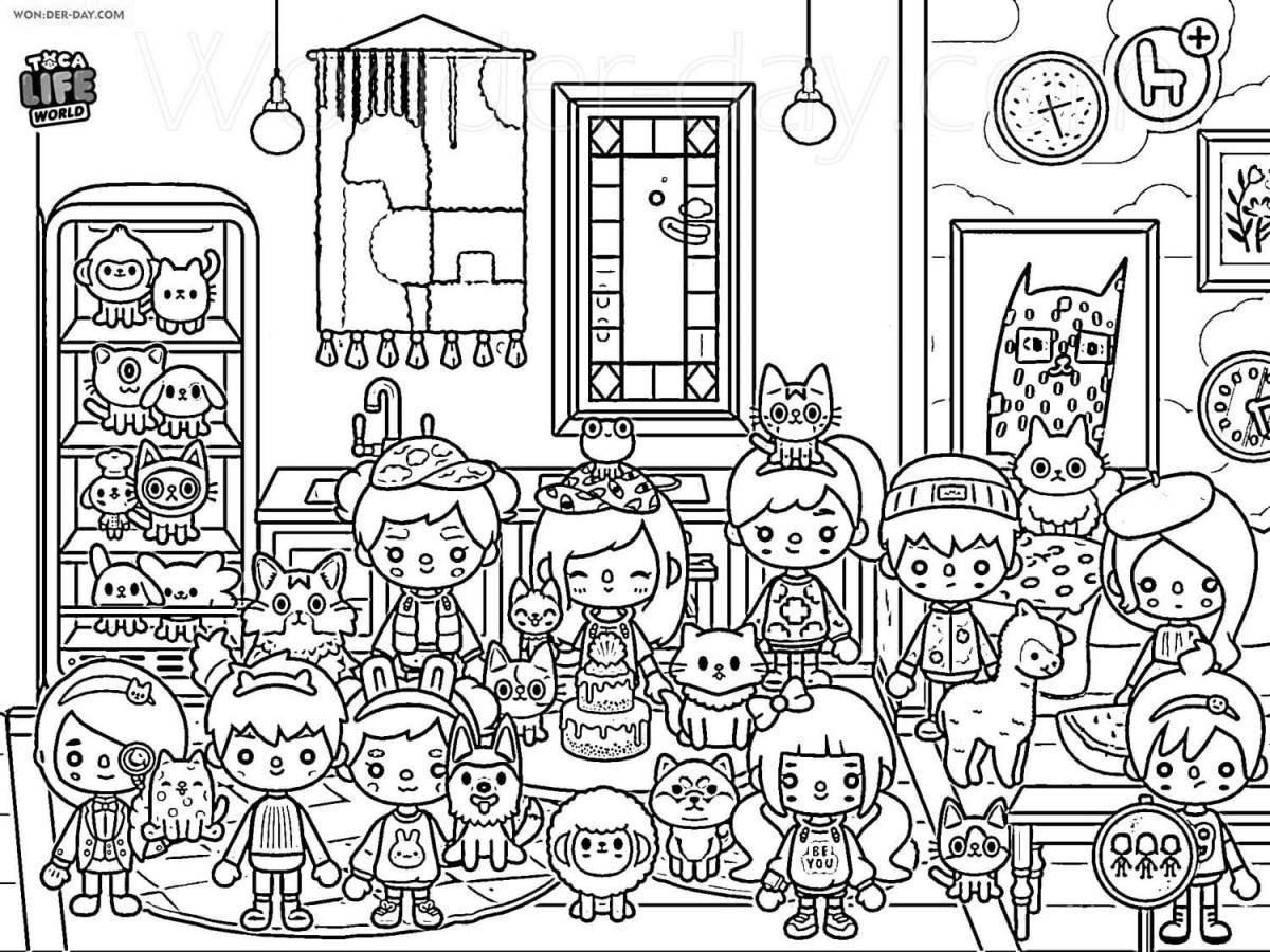 Luminous coloring page photo of current side