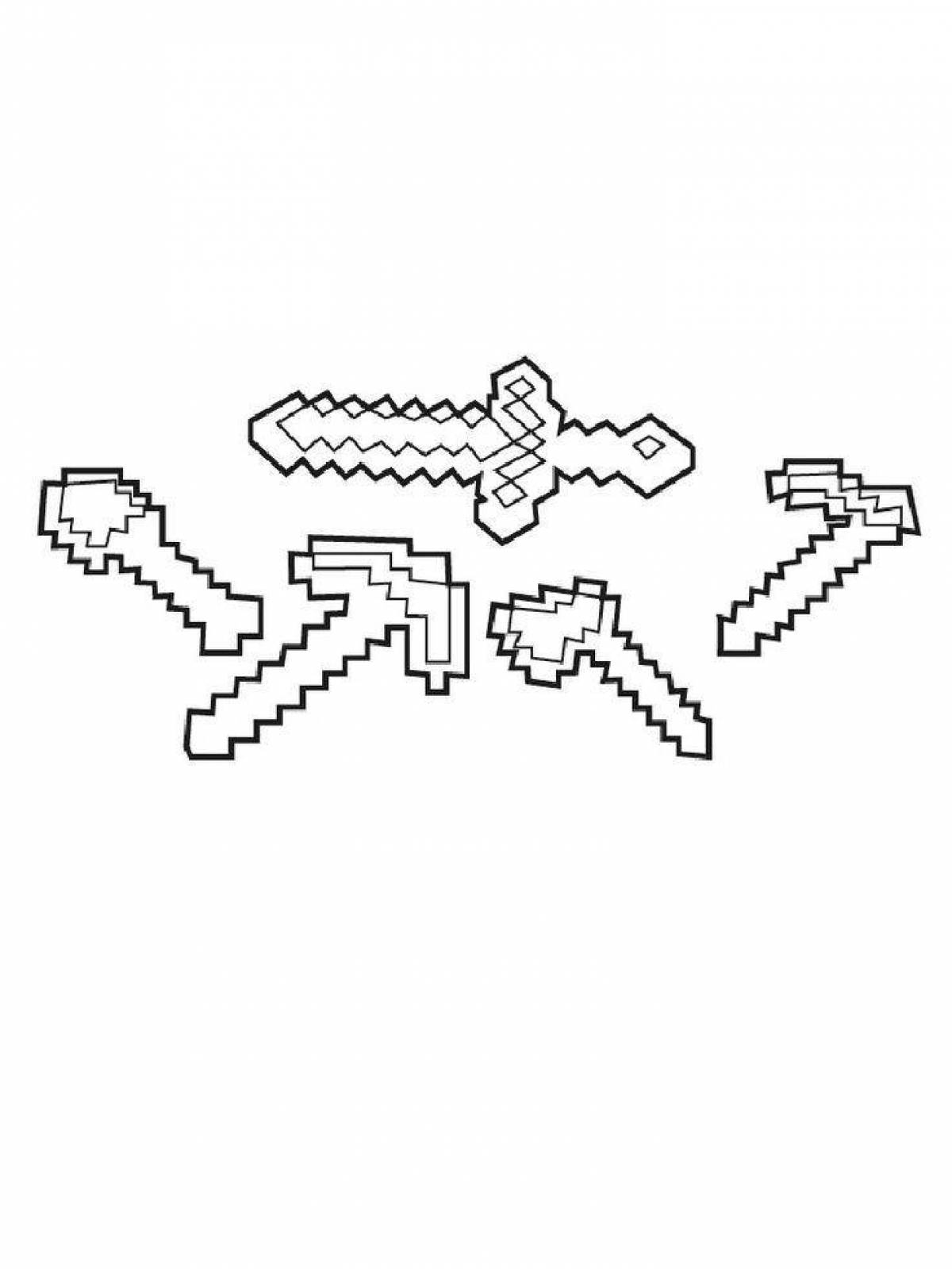 Minecraft sword coloring page bold