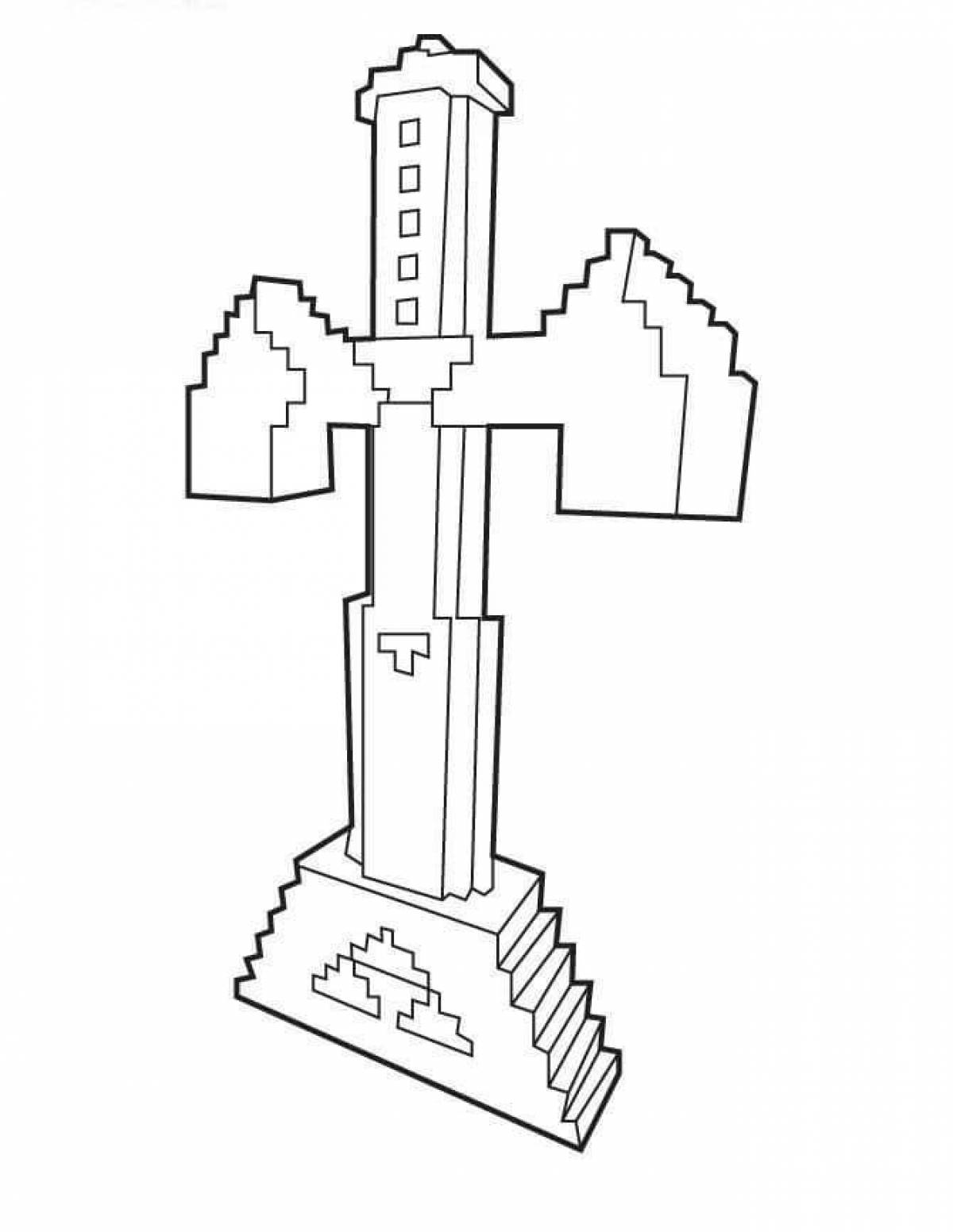 Exquisite minecraft sword coloring page