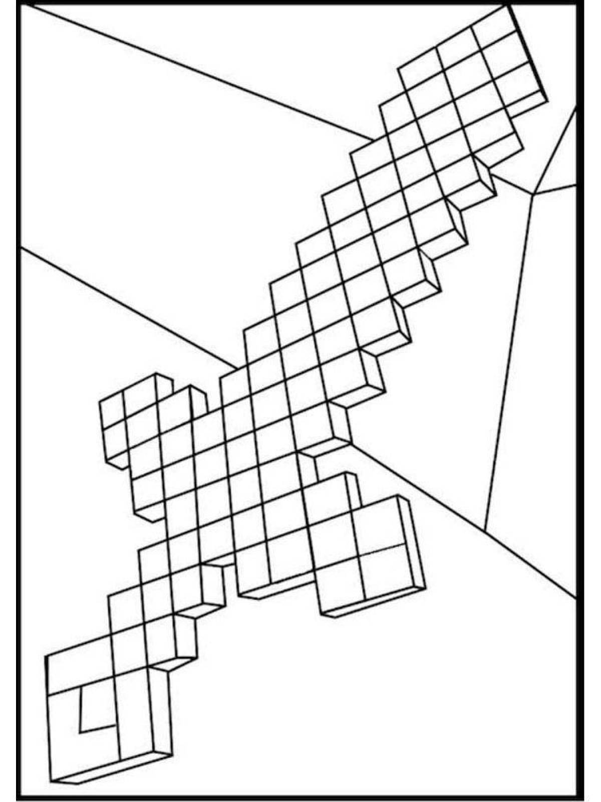 Intriguing minecraft sword coloring page