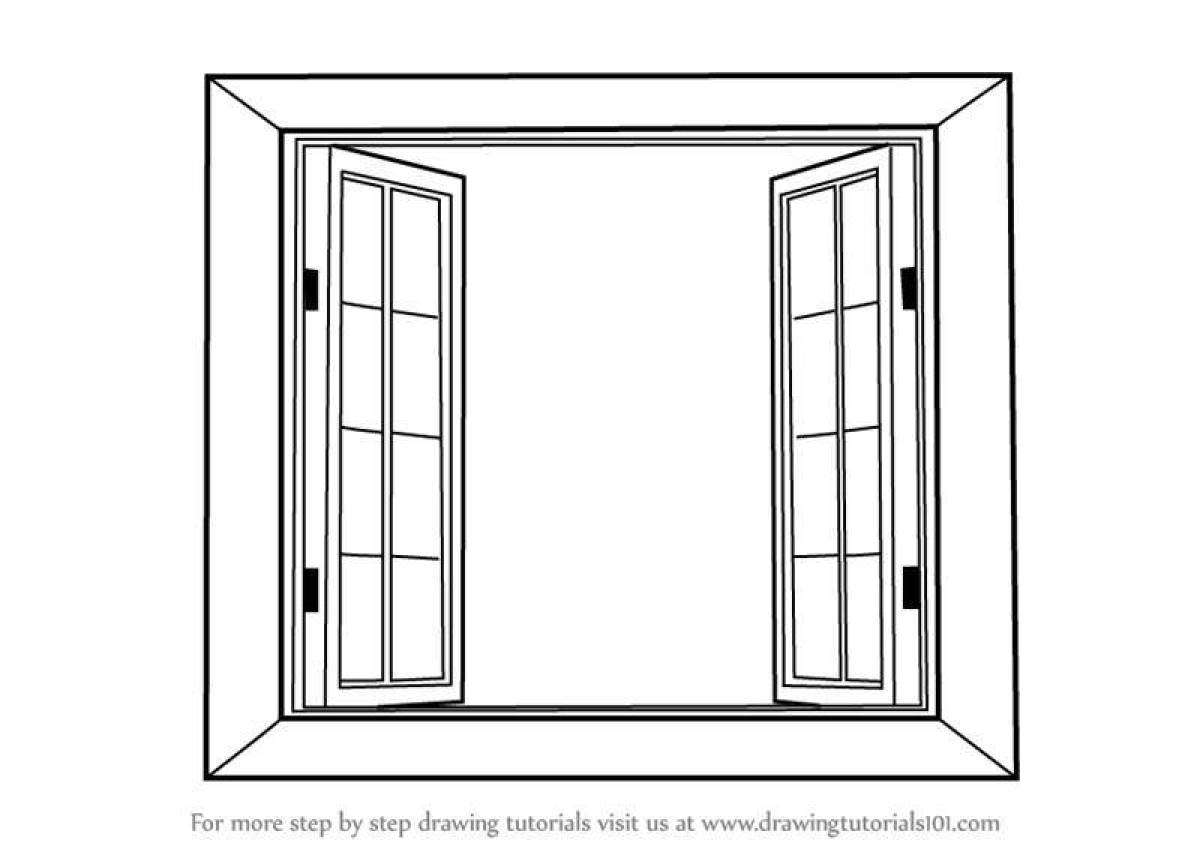 Окно поэтапно. Окно раскраска. Окно раскраска для детей. Окно рисунок. Нарисовать окно.
