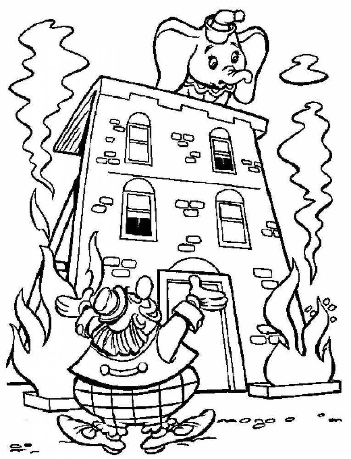 Cute fire safety coloring page