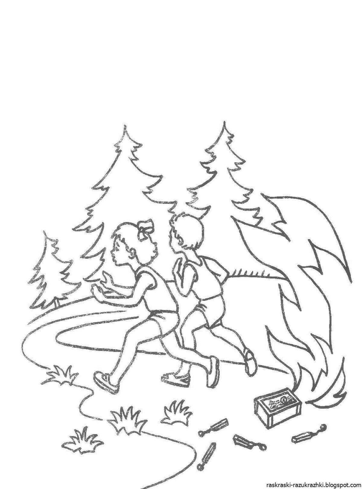 Beautiful fire safety coloring page