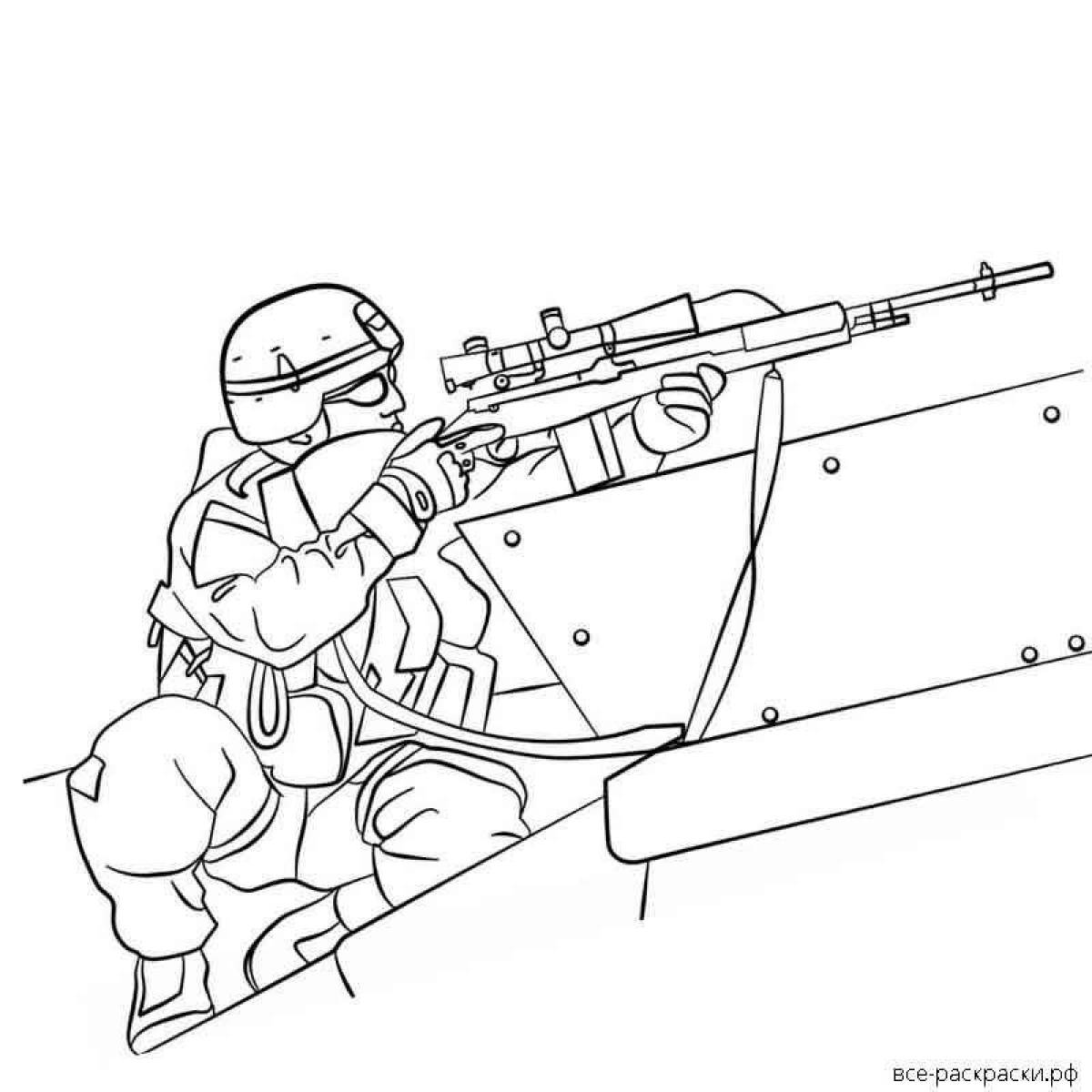 Раскраска солдат снайпер