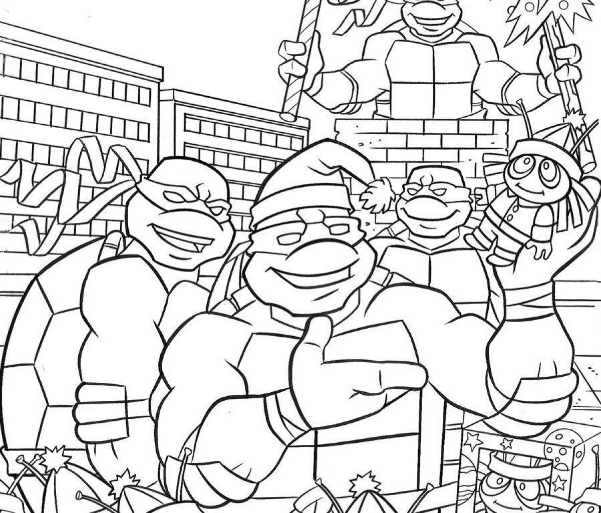 Funny ninja turtles coloring for boys