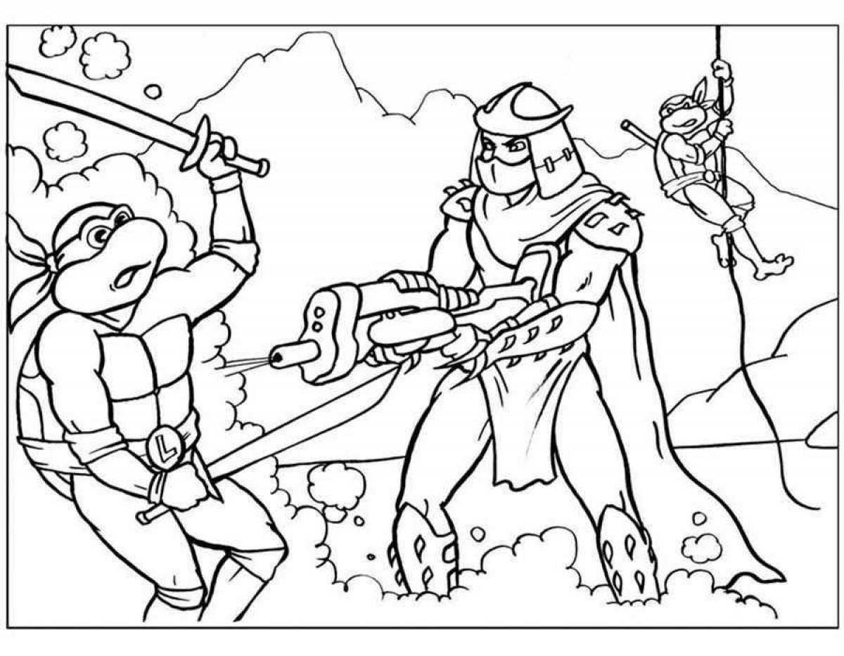 Glowing Ninja Turtles Coloring Page for Boys