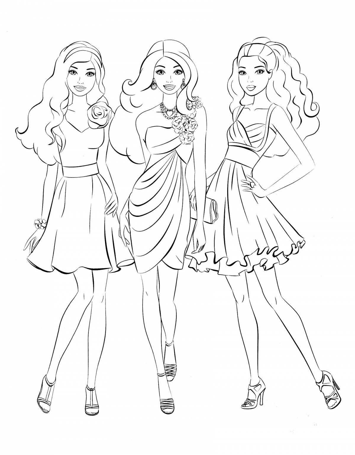 Exquisite barbie doll coloring book for kids