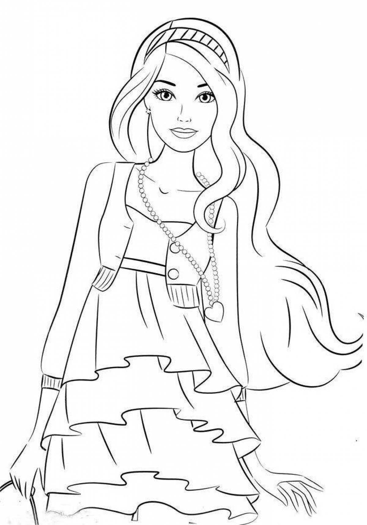 Colorful barbie doll coloring book for kids
