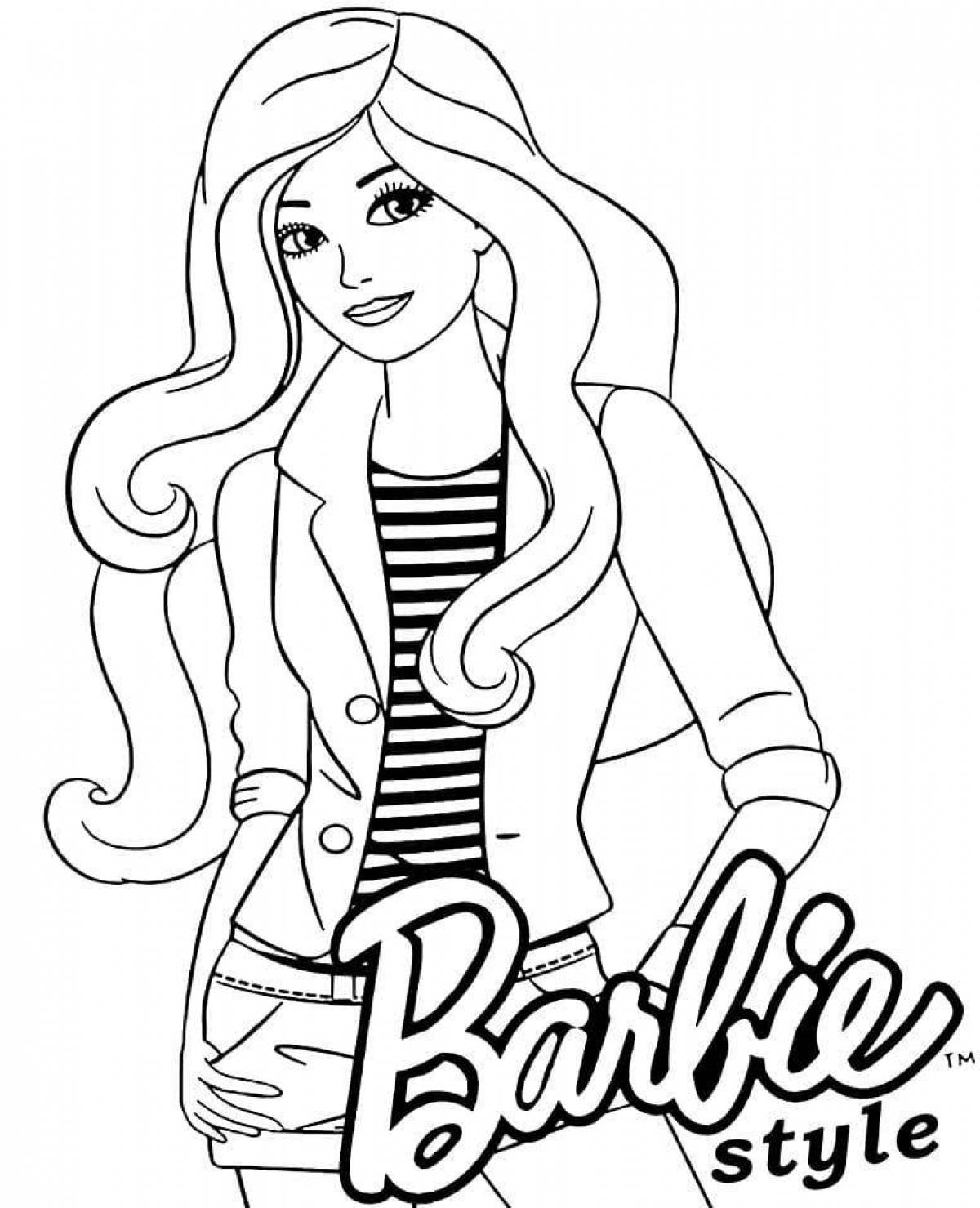 Friendly barbie doll coloring book for kids