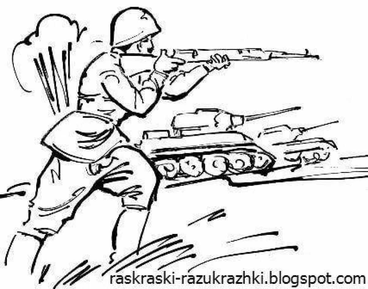 Colorful battle of Stalingrad coloring page