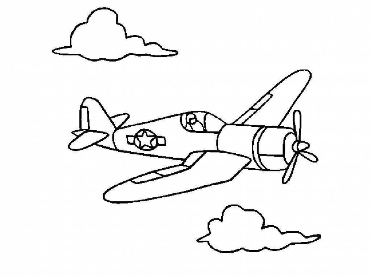 Военный самолет раскраска для малышей
