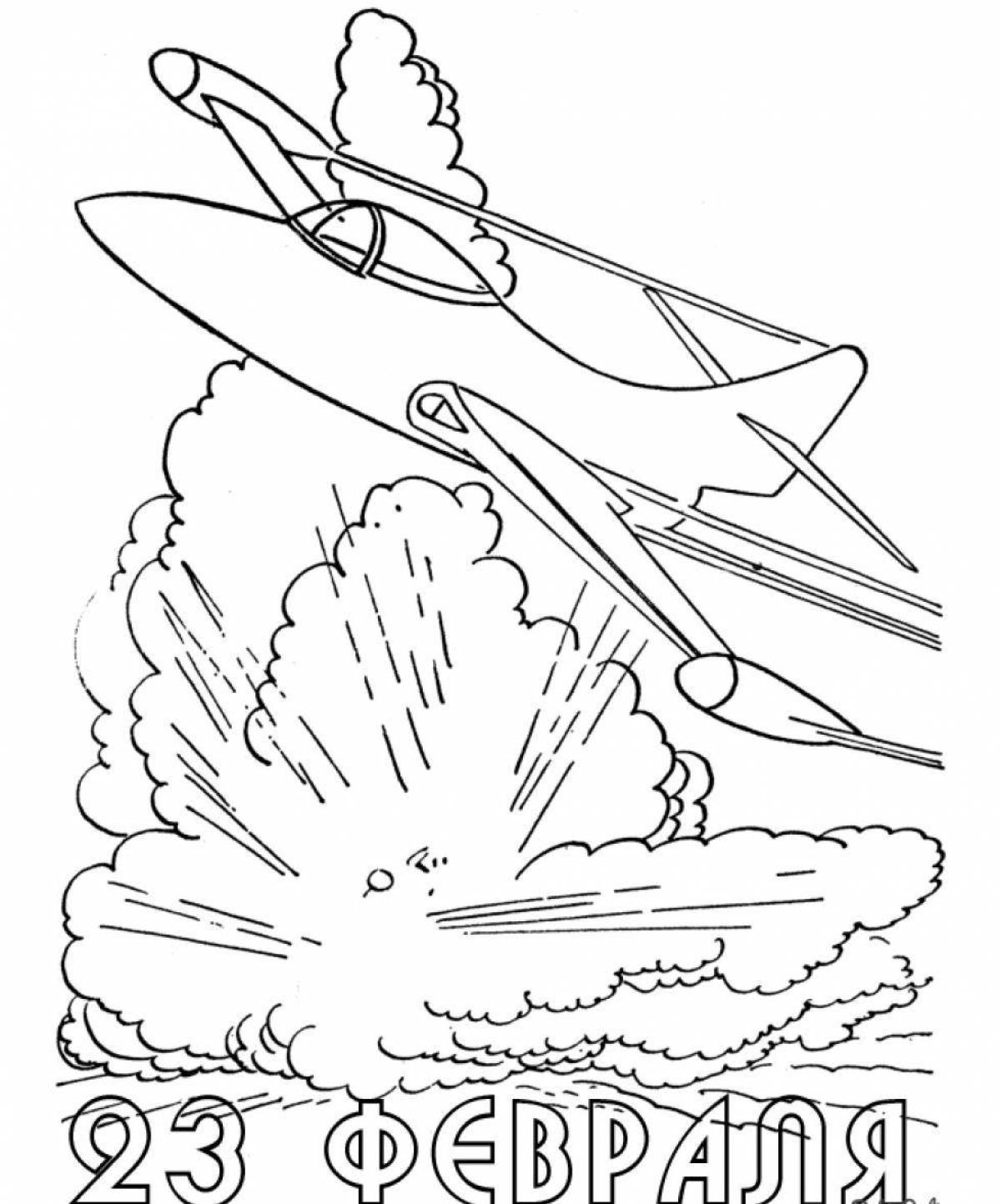 Bright military coloring for preschoolers