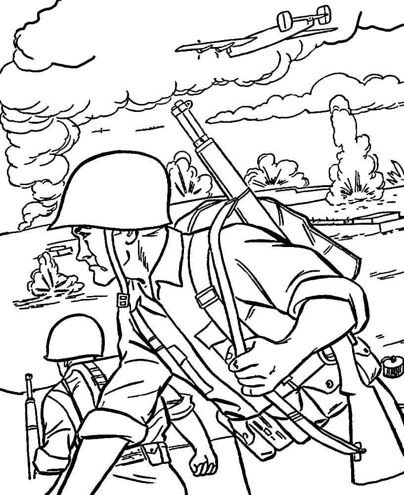 Colorful military coloring for tenth graders