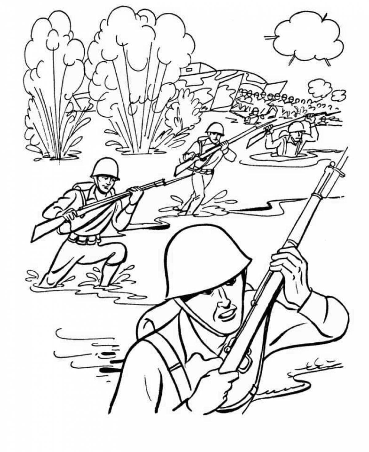 Colorful military coloring for 12th graders