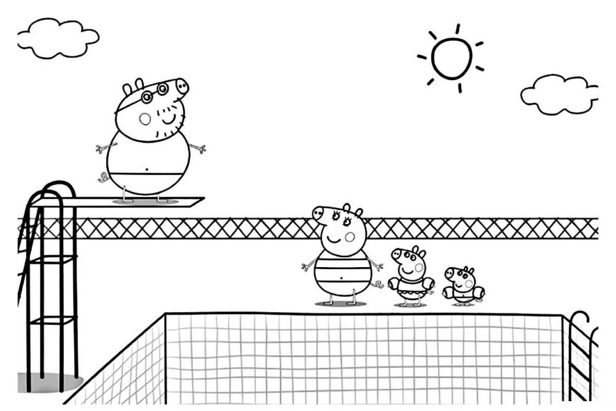 Красочная страница раскраски бассейна