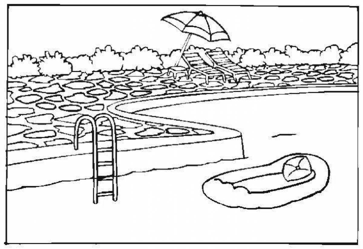 Shining pool coloring page
