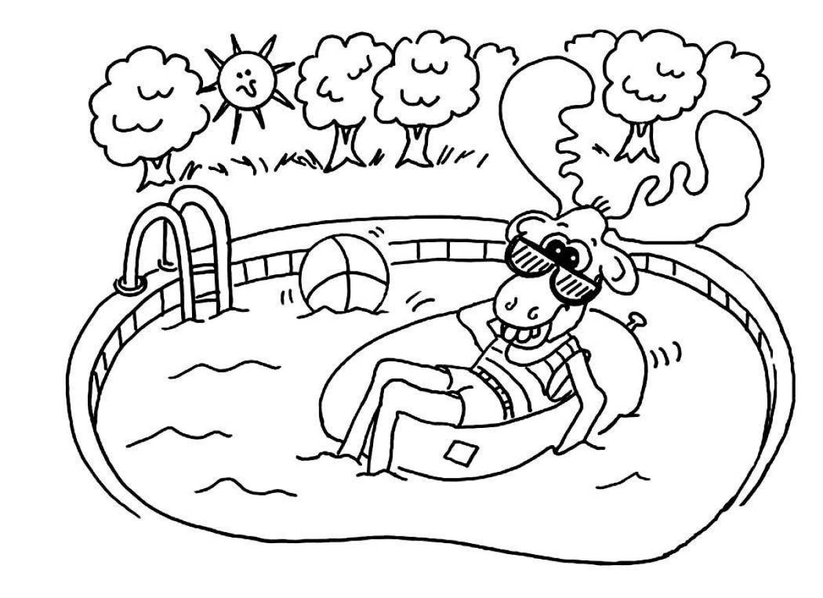 Awesome swimming pool coloring page