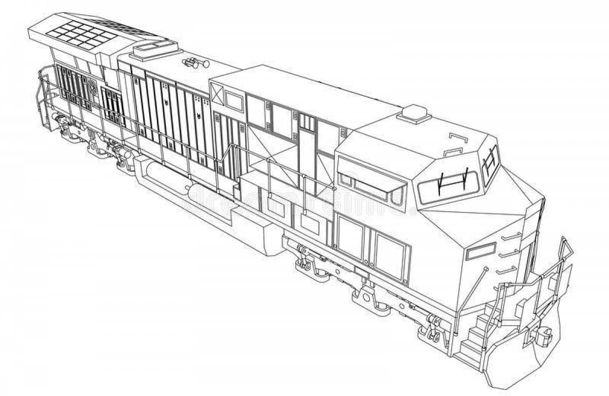 Coloring page charming locomotive