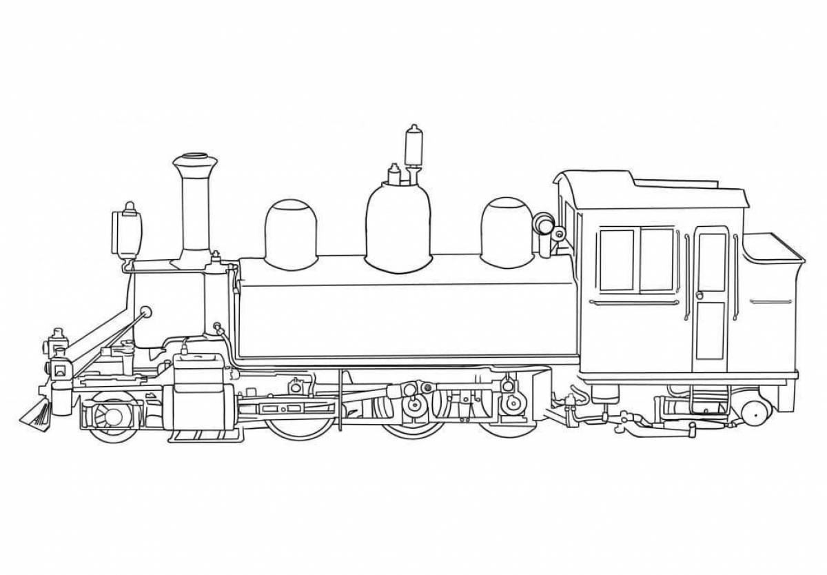 Playful locomotive coloring page