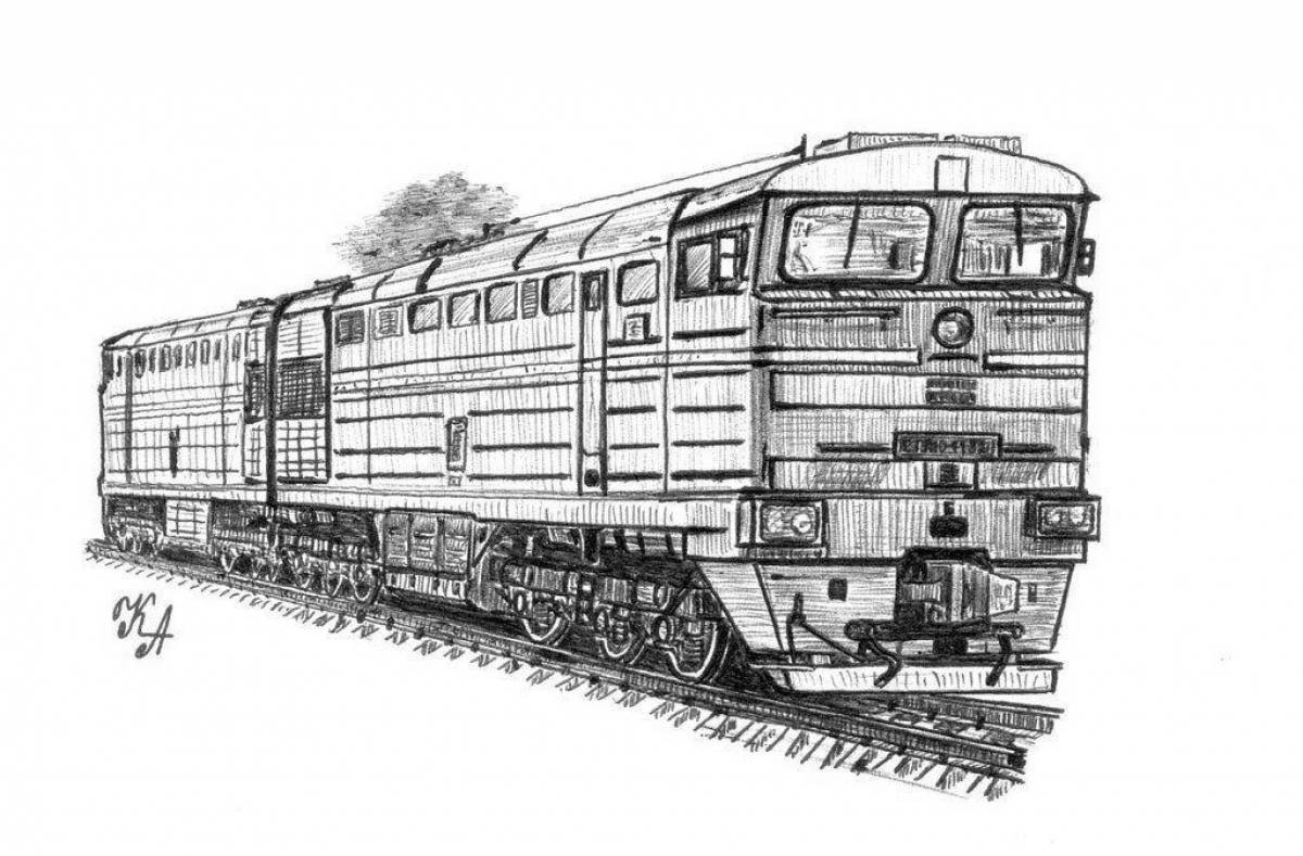 Coloring page joyful locomotive