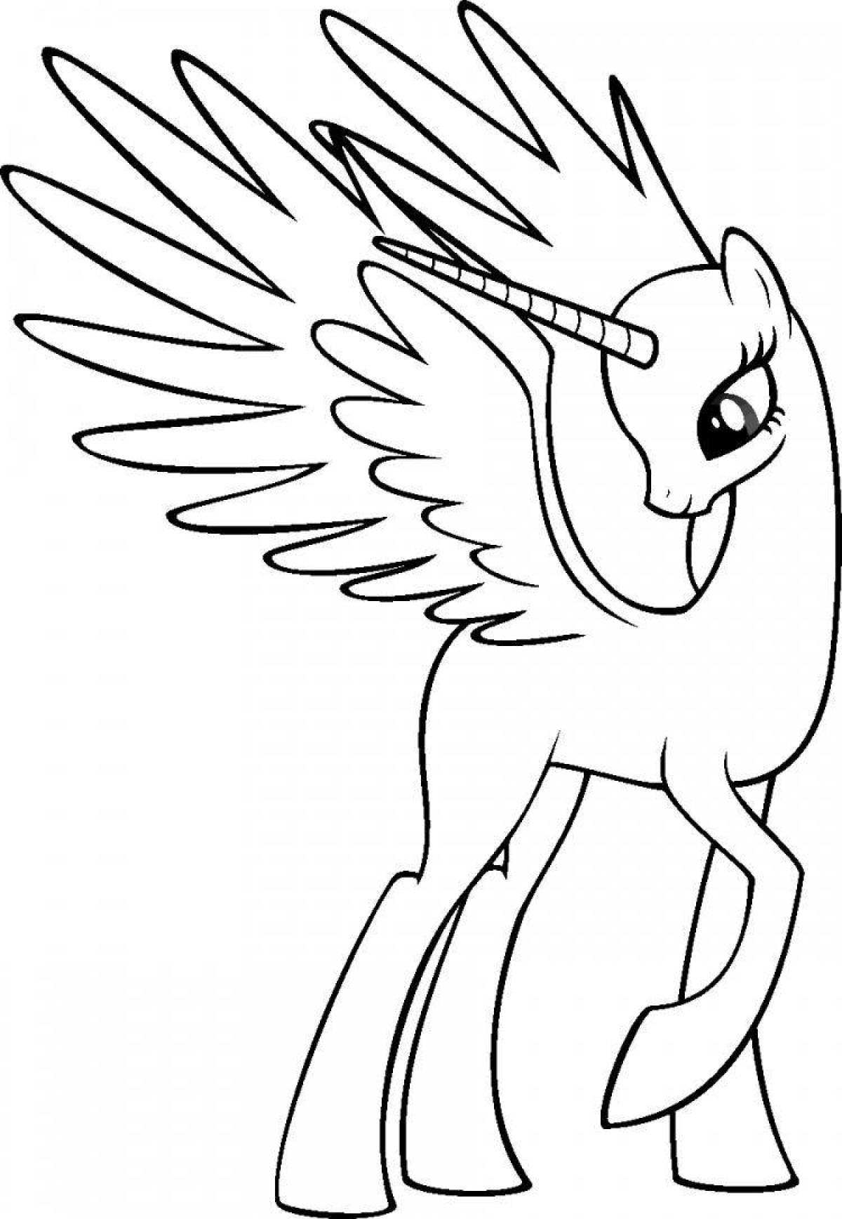 Coloring page peaceful alicorn