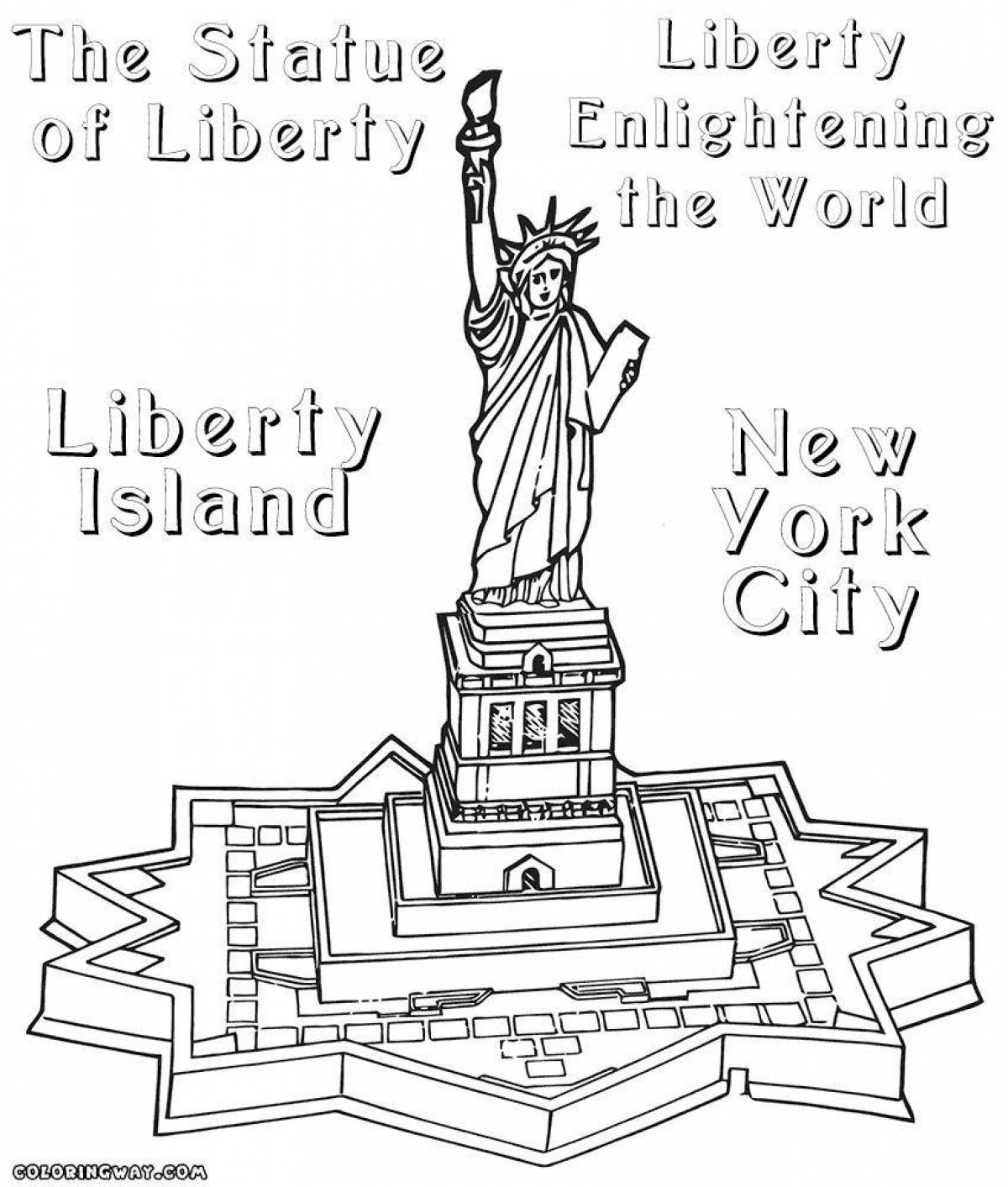 Coloring page majestic statue of liberty