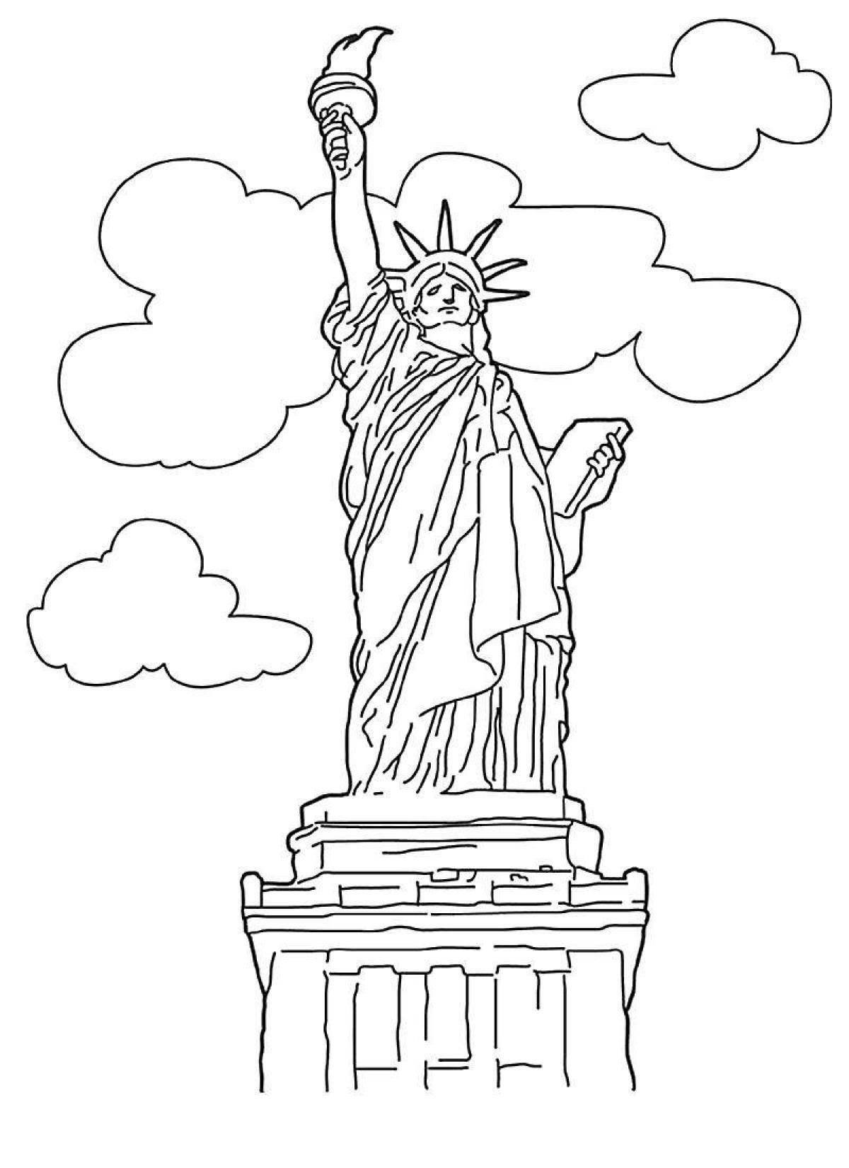 Glorious statue of liberty coloring page