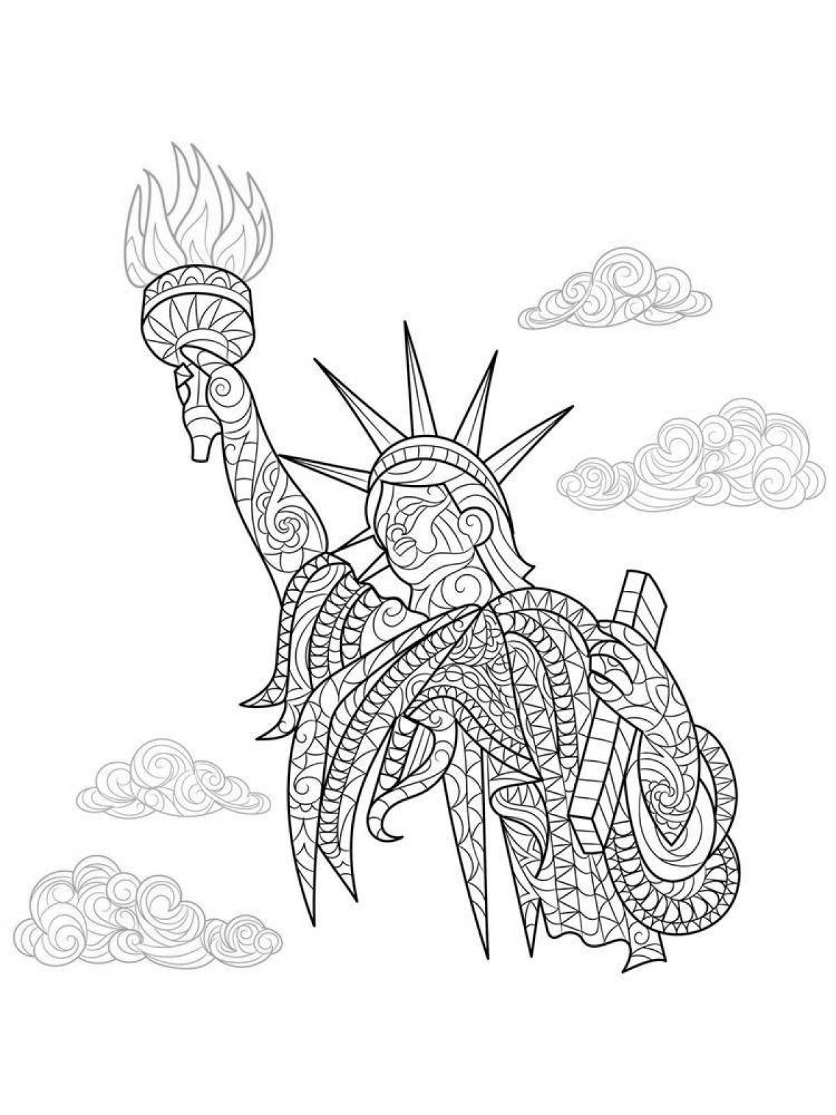 Coloring book of the monumental Statue of Liberty