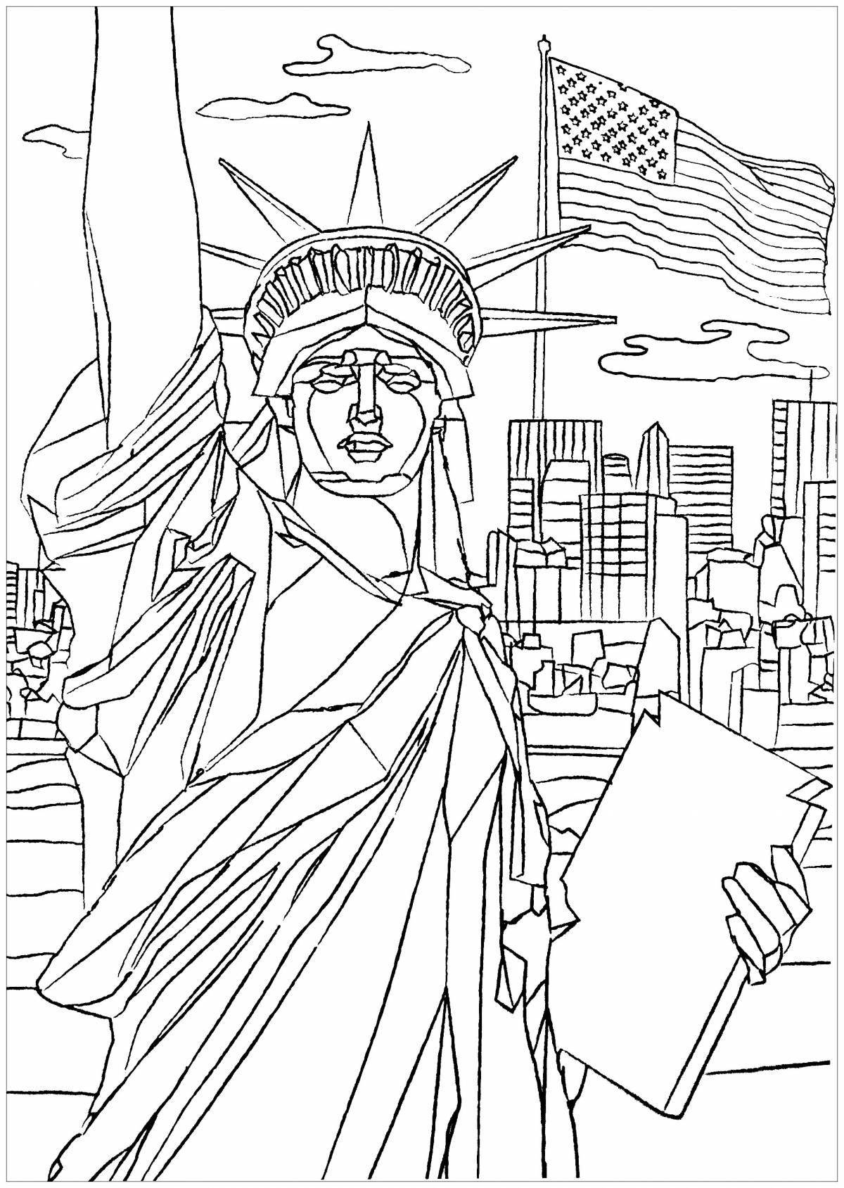 Знаменитая страница раскраски статуя свободы