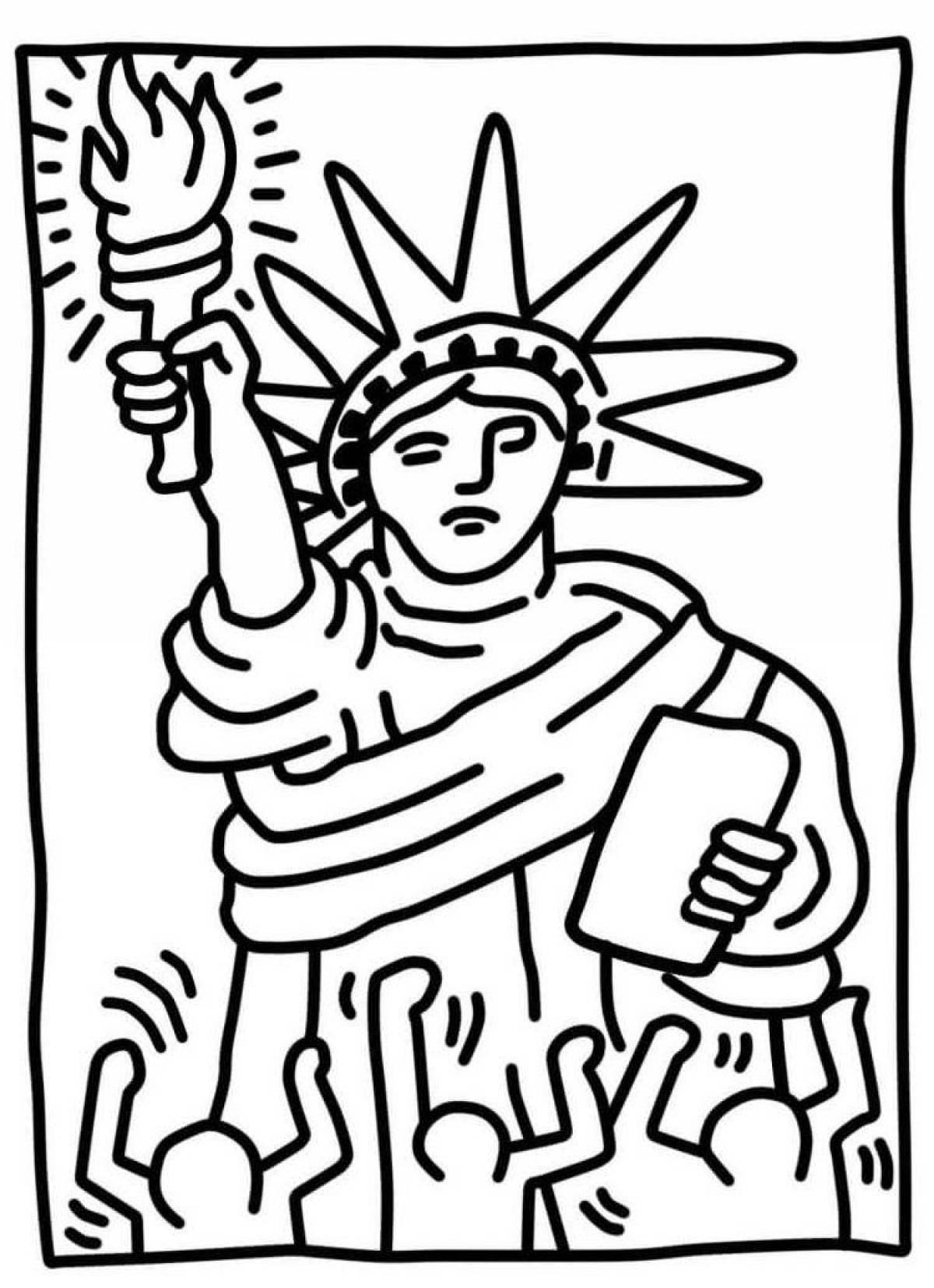 Impressive statue of liberty coloring page