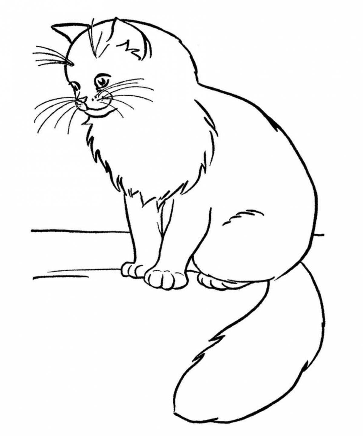 Coloring book of a frolicking cat