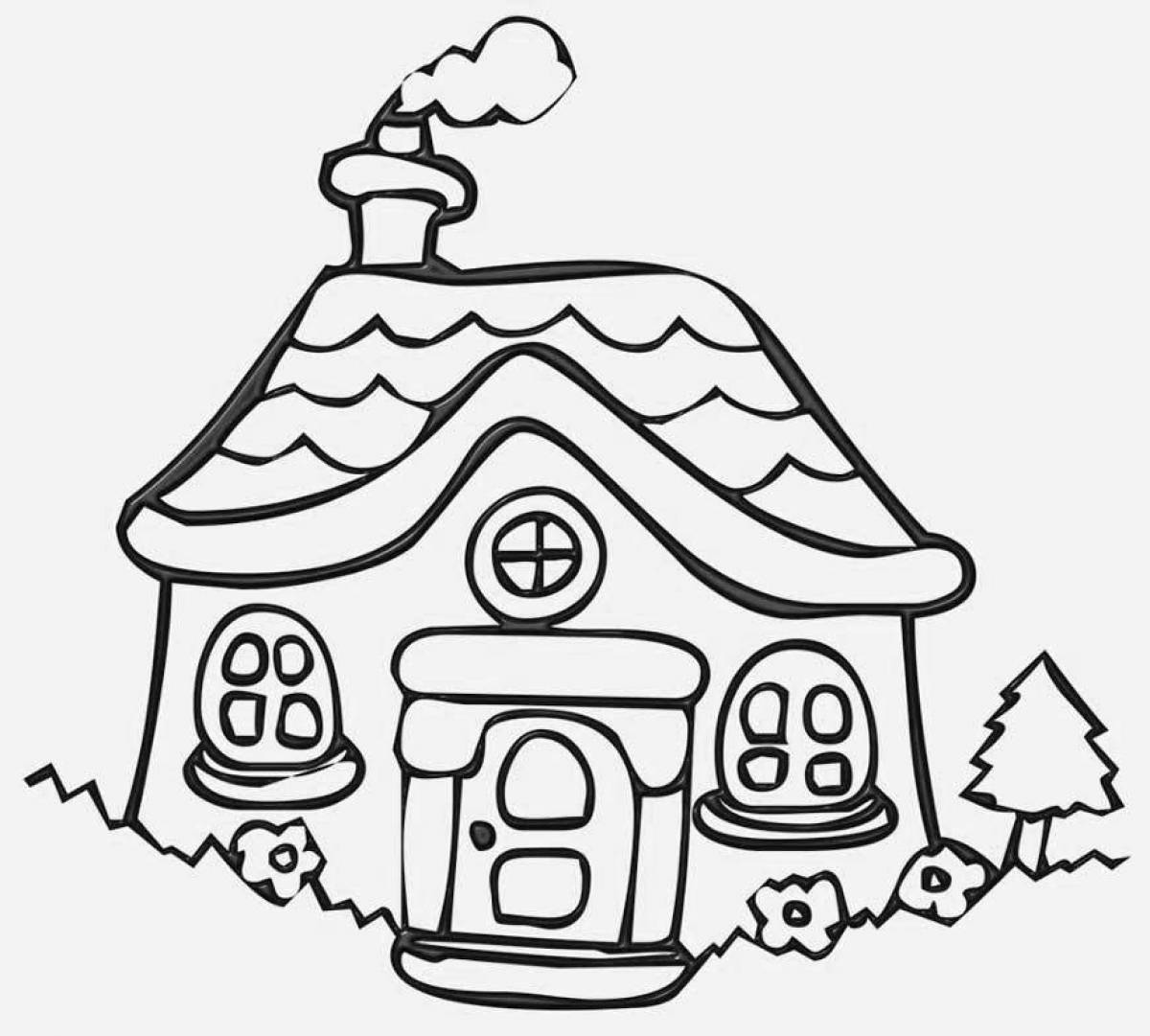 Coloring page charming fairy house