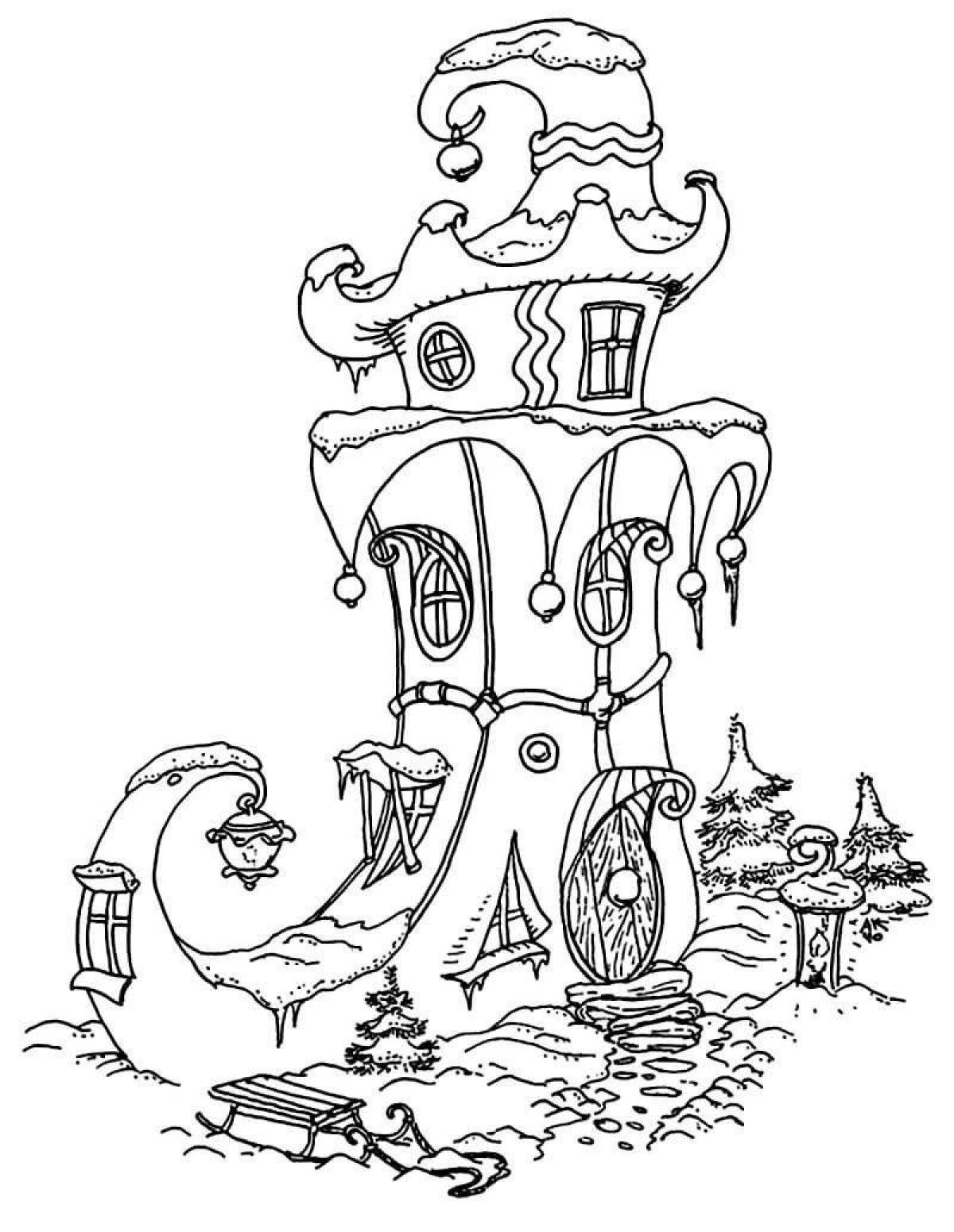 Coloring page majestic fairy house