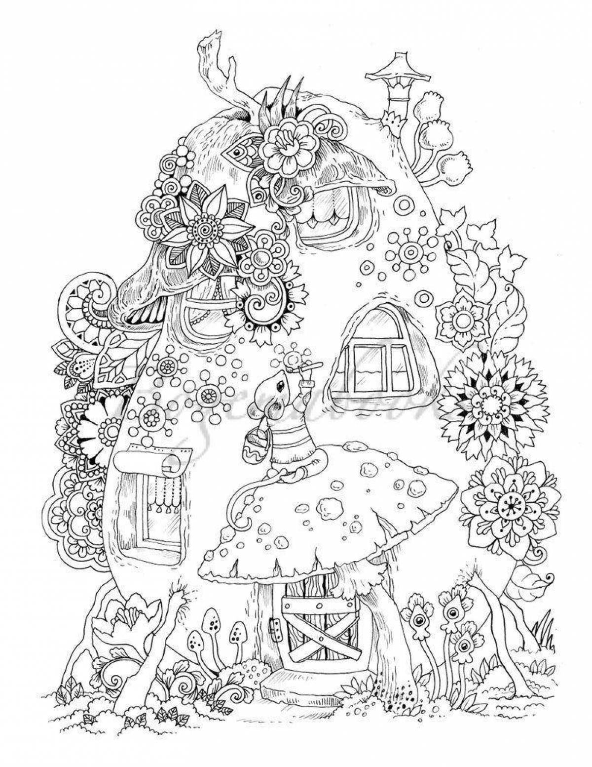 Coloring book amazing fairytale house