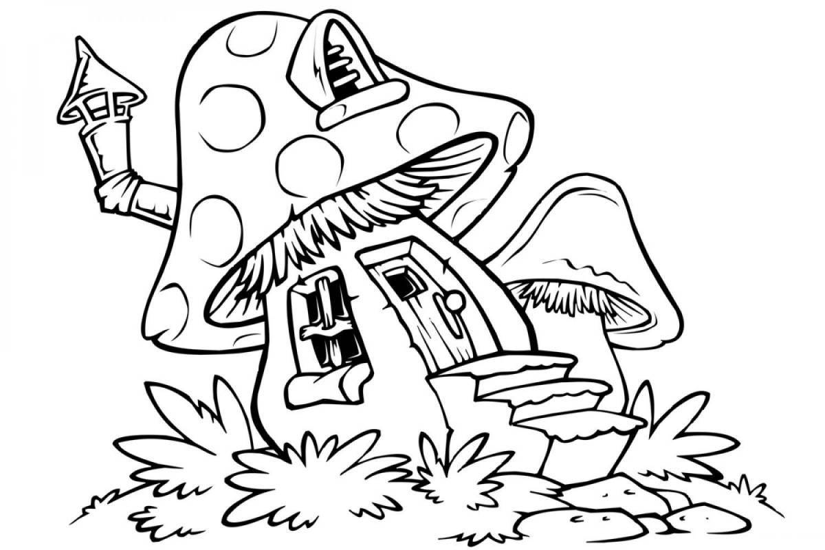 Coloring book beautiful fairy house