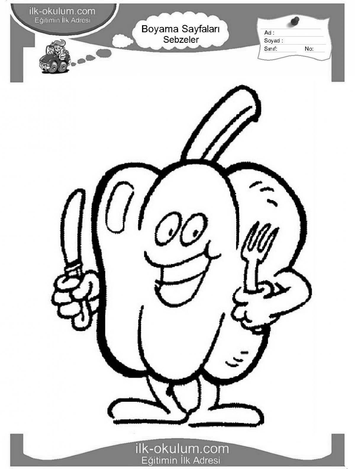 Playful edison pepper coloring page