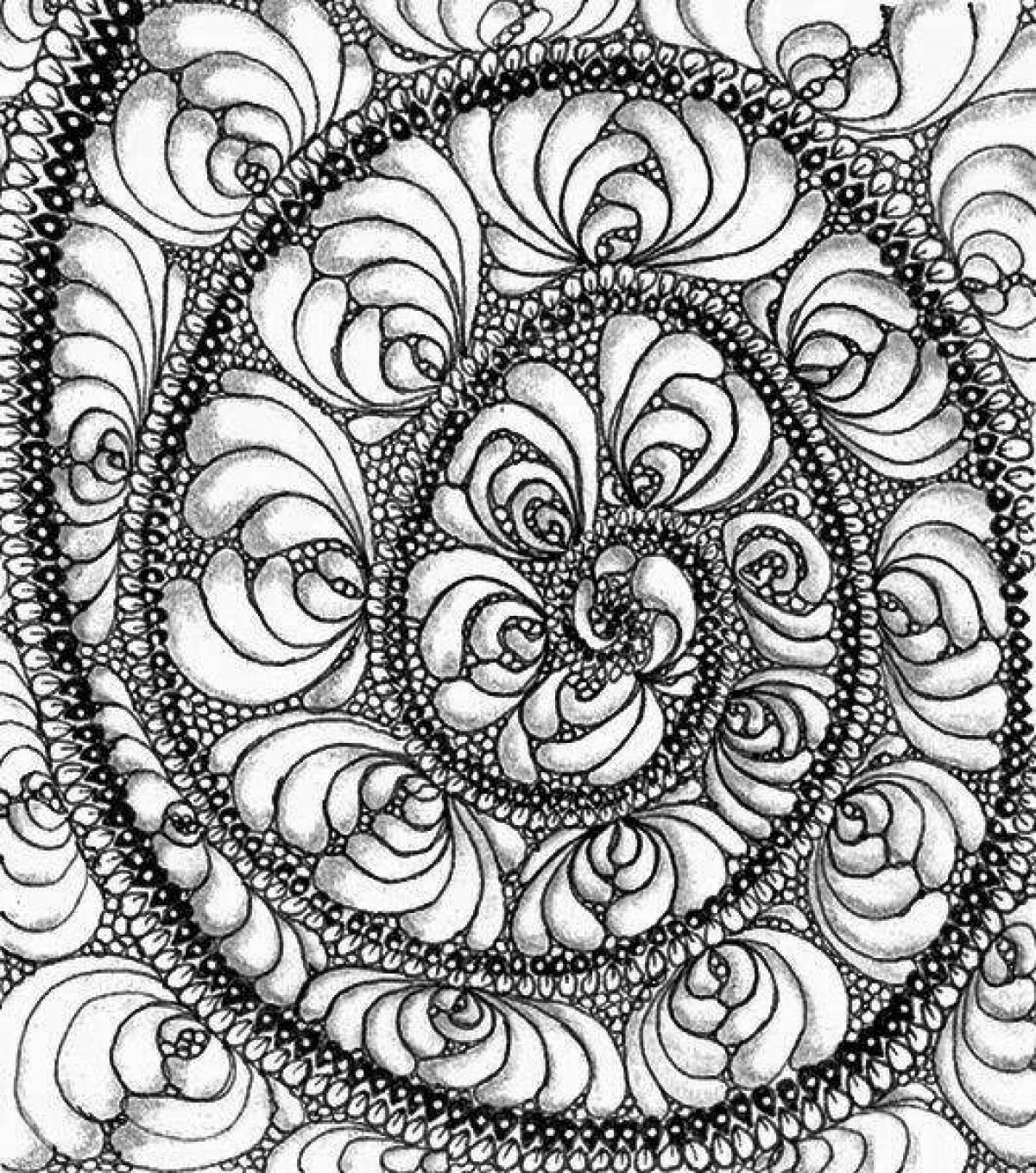 Blissful anti-stress spiral coloring page