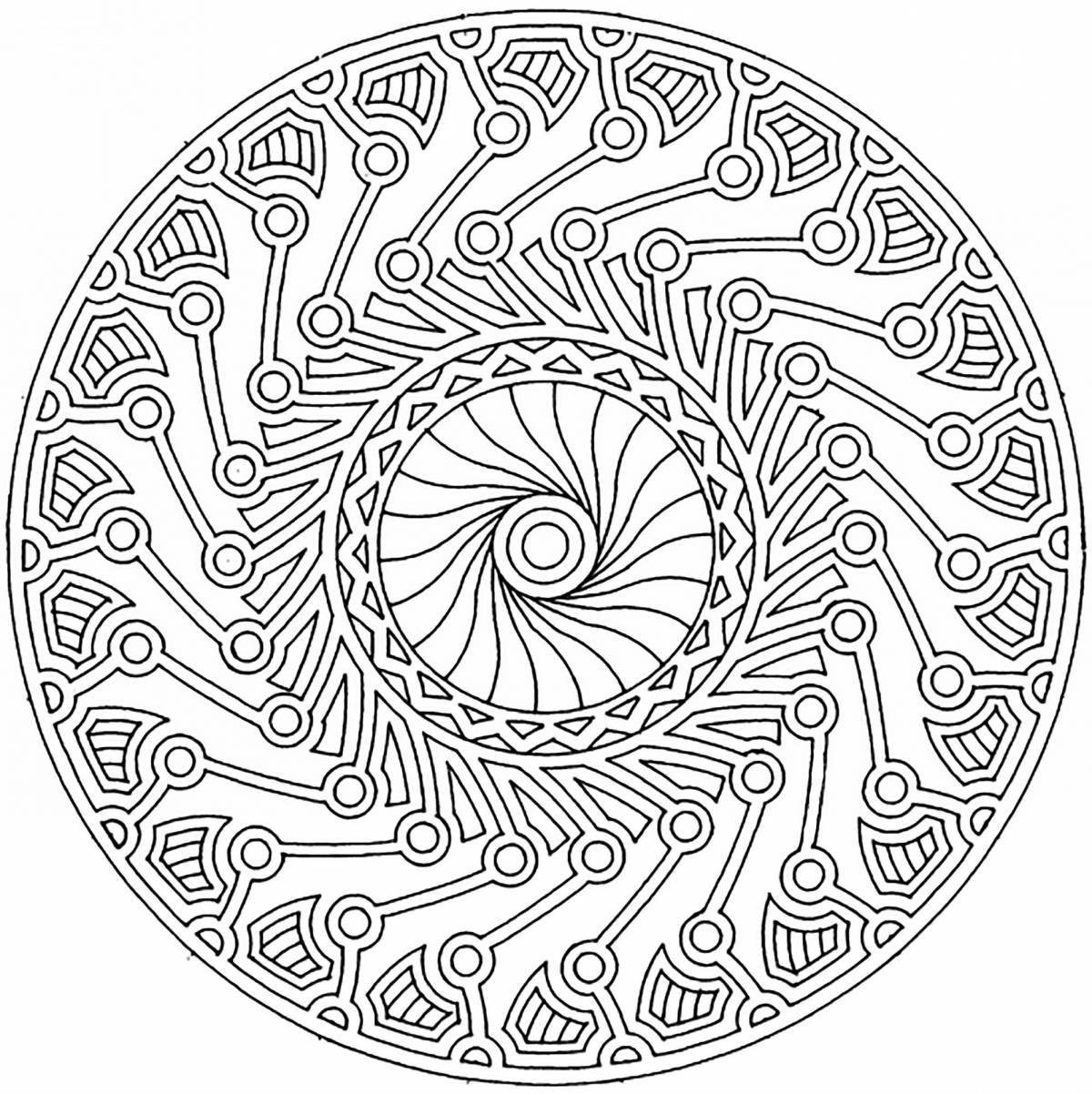 Coloring page hypnotic anti-stress spirals
