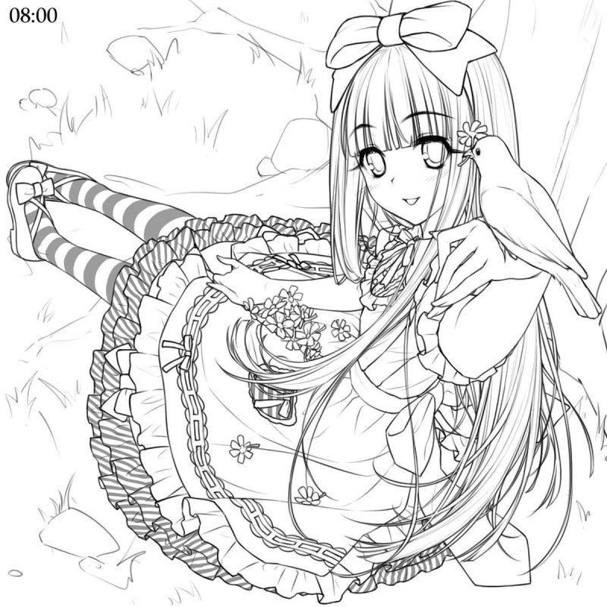 Delightful anime spiral coloring book