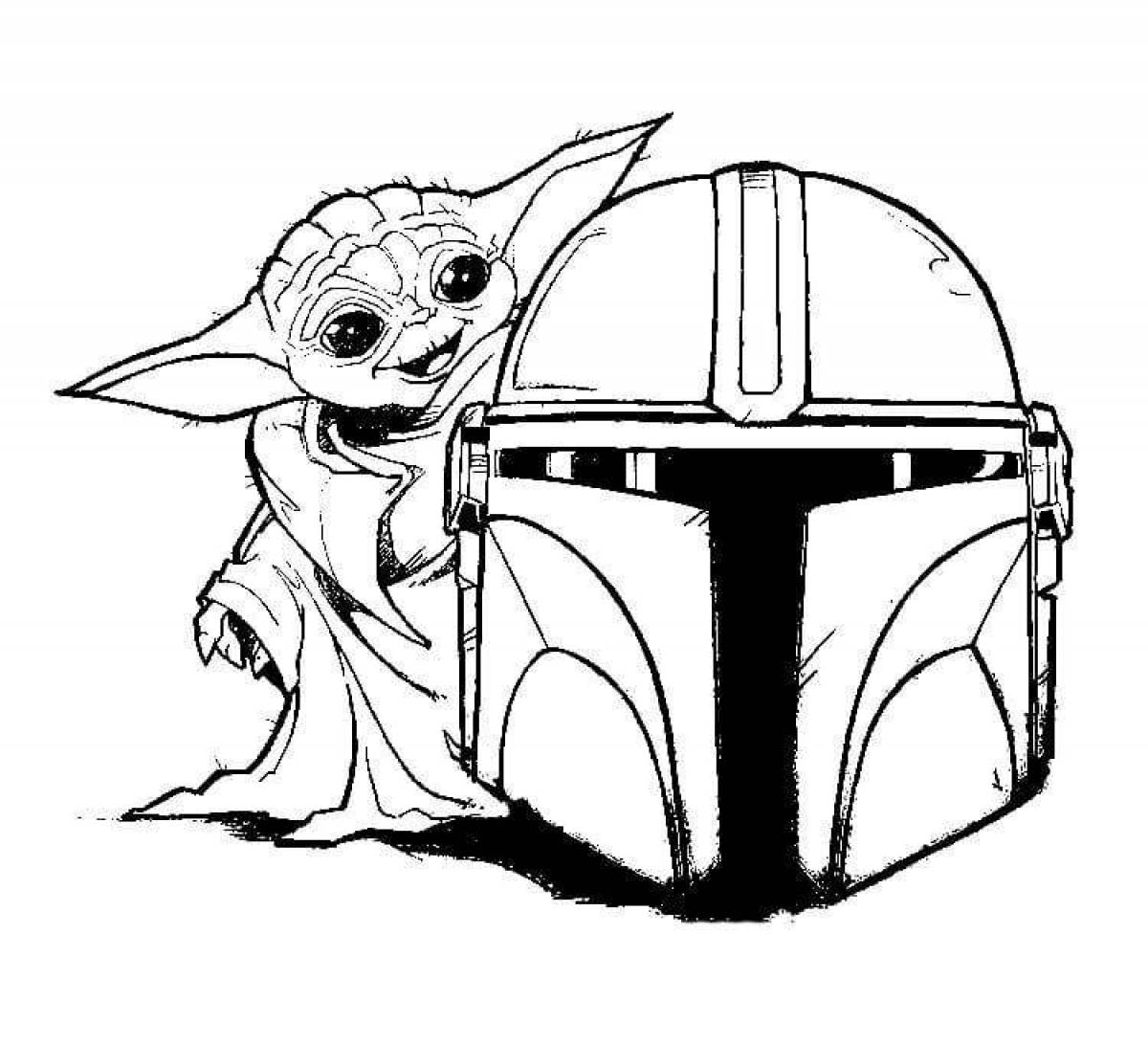 Yoda baby playful coloring page