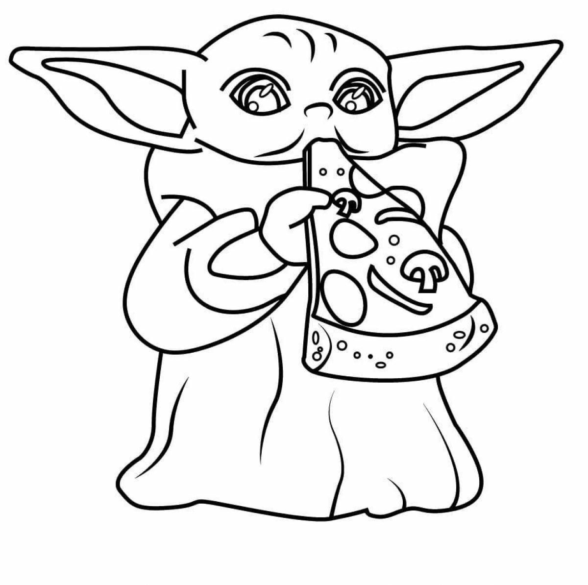 Coloring book adorable baby Yoda