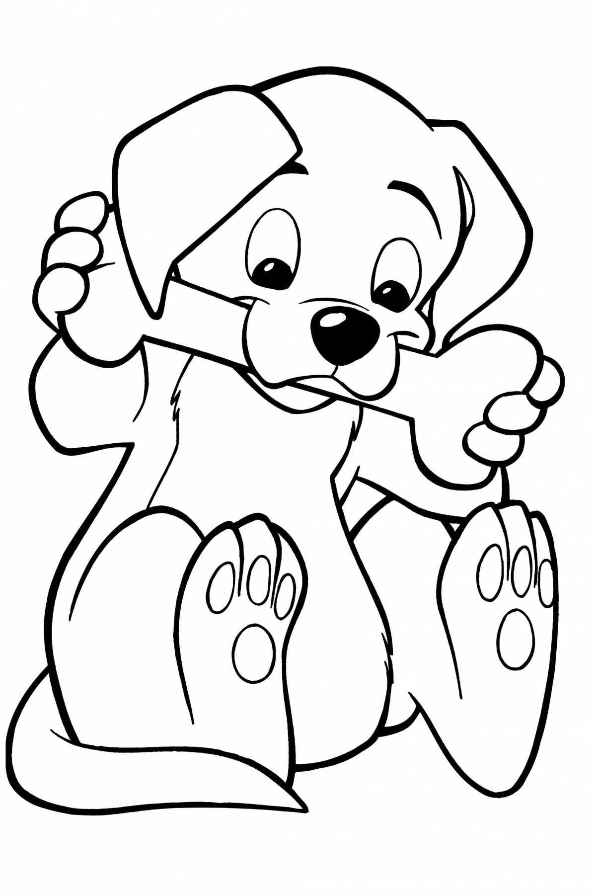Curious dog coloring for kids