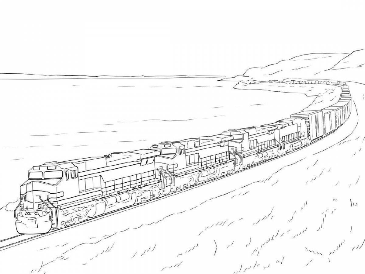 Gorgeous train coloring page for boys