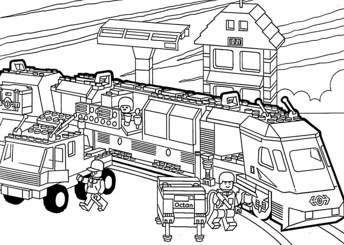 Coloring book shining train for boys