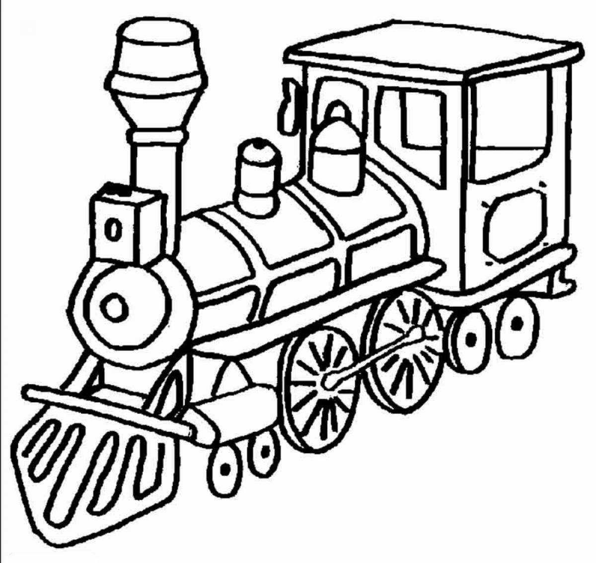 Playful train coloring page for boys