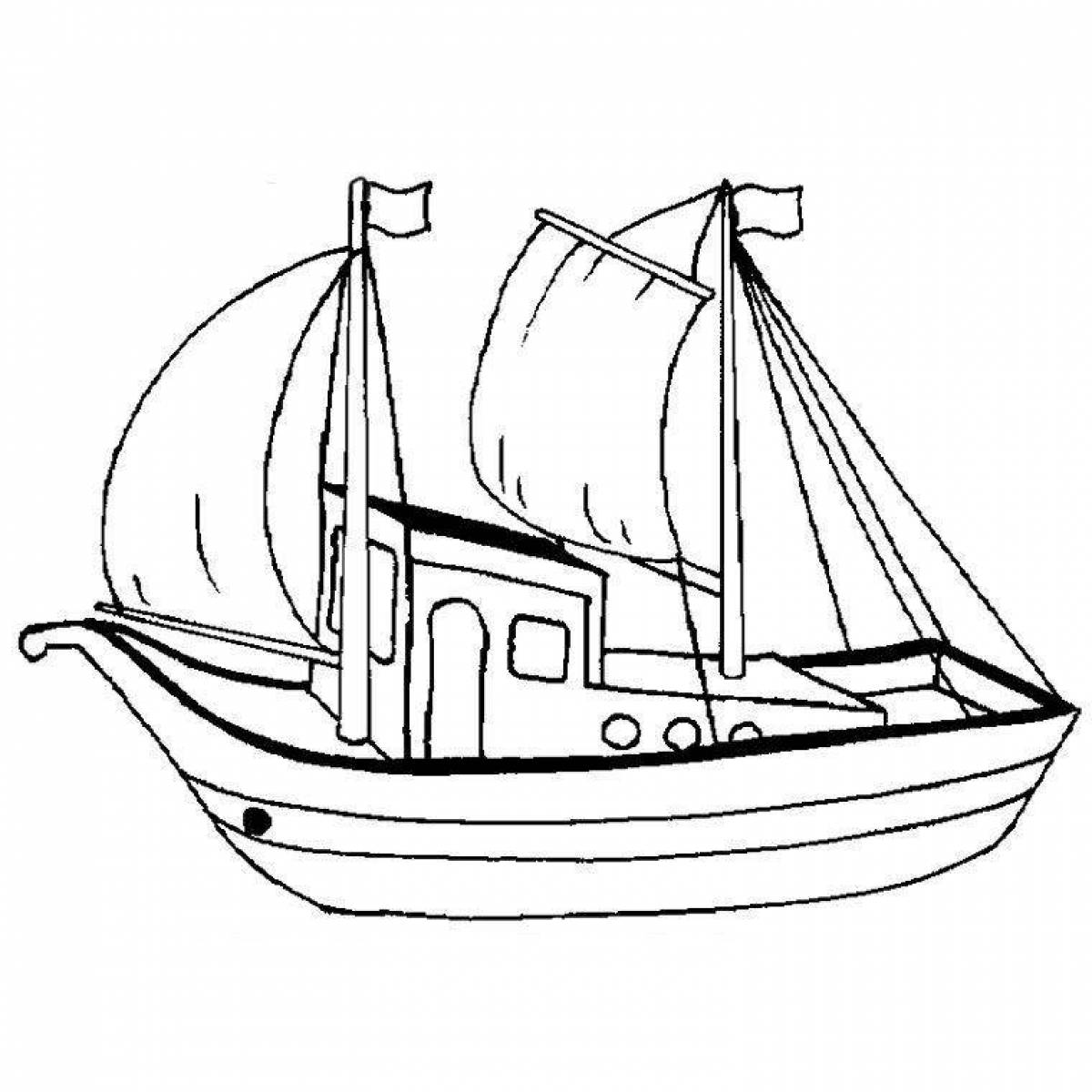 Раскраска яхта для дошкольников