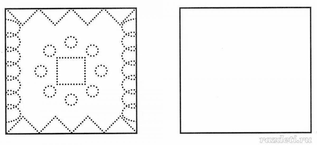 Точечный рисунок квадрат. Рисование украшение платочка. Обводка по шаблону квадрата. Трафарет платка для рисования для детей. Коврик для раскрашивания детям.