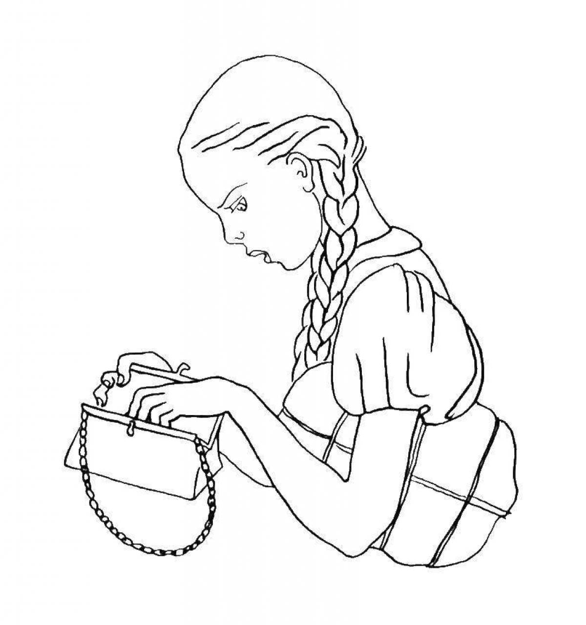 Девочка с сумочкой раскраска для детей
