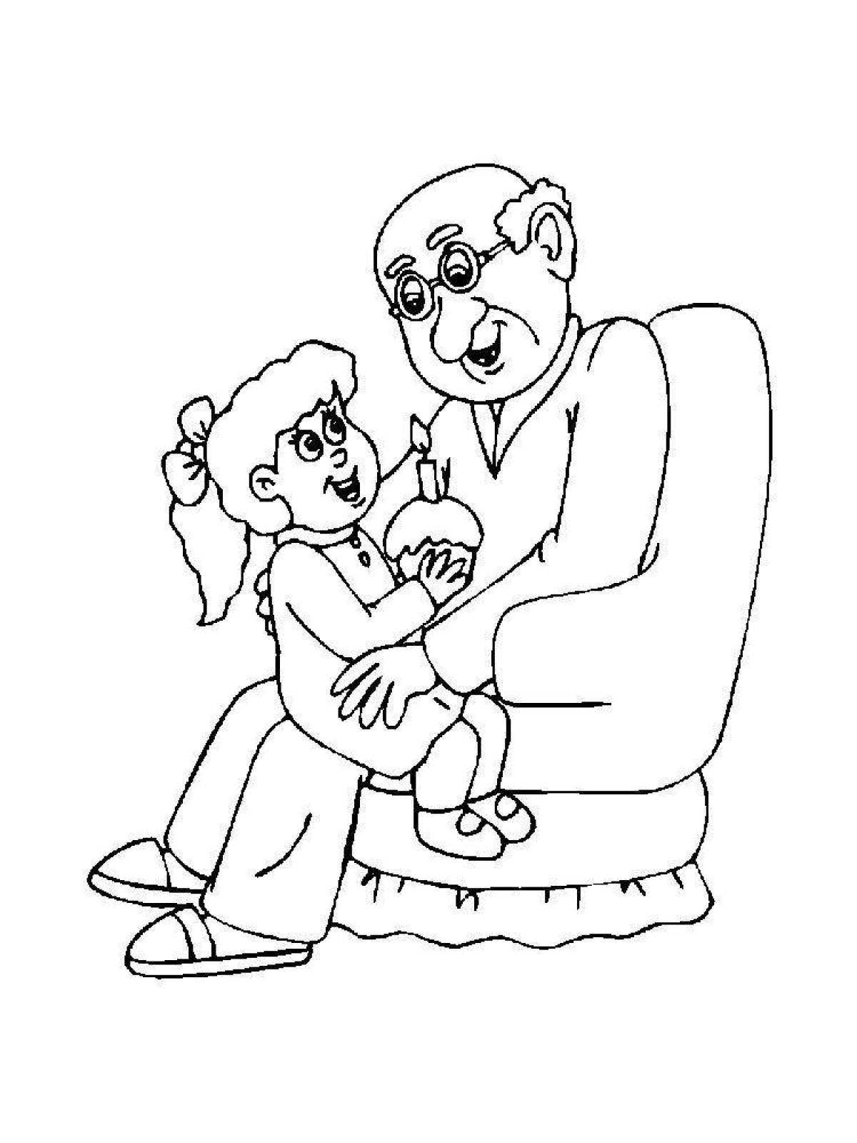 Бабушка и дедушка контурный рисунок