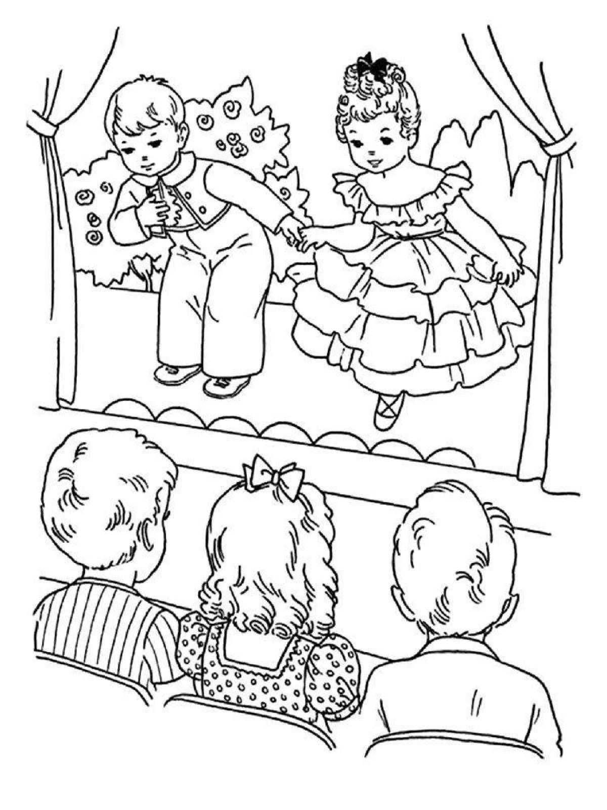 Fancy theater coloring pages for kids